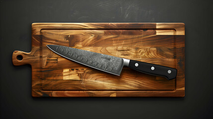 Photo Realistic Knife and Cutting Board Icon with Custom Branding Space for Kitchen Designs