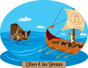 Illustration vector isolated of greek myths, Ulises, Odiseo, Odysseus.