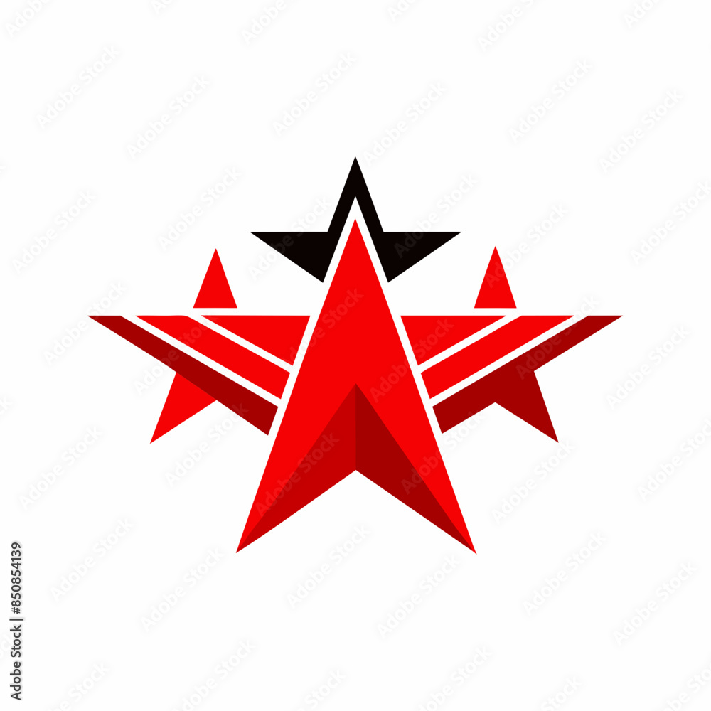 Wall mural 3 stars, red color, minimalist logo, creative simple logo design