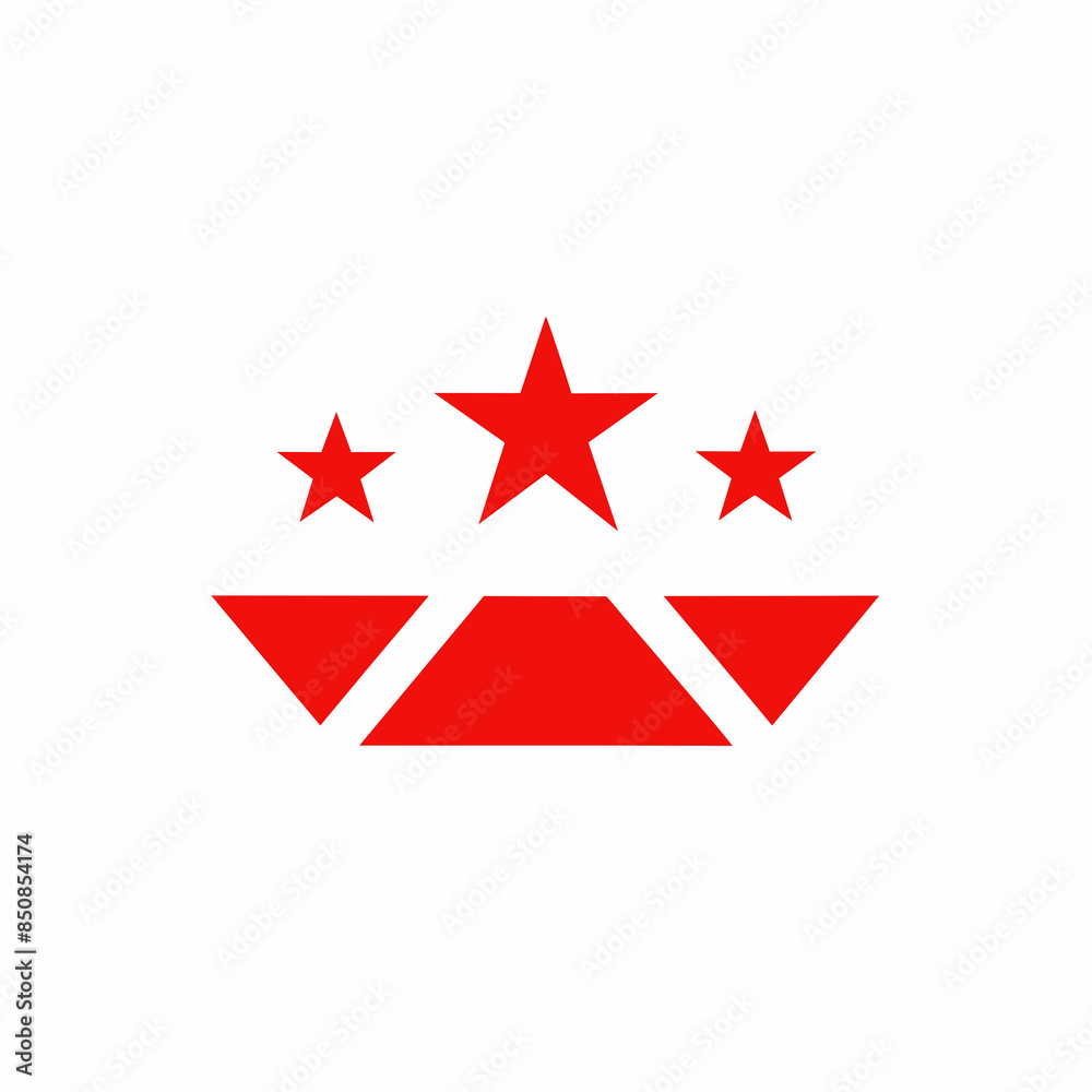 Poster 3 stars, red color, minimalist logo, creative simple logo design