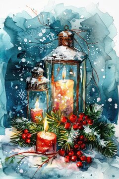 Winter Lantern Celebration with Bouquet and Candlelight Decoration