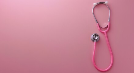 Fototapeta premium Pink Stethoscope on Pink Background