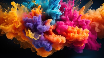 vibrant powder colors flying in the air