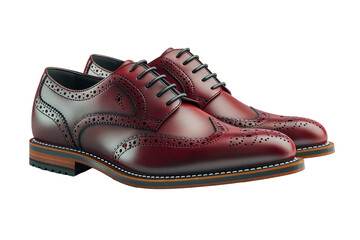 Stylish and elegant leather dress shoes for men, featuring intricate brogue detailing and available in rich red and blue colors.
