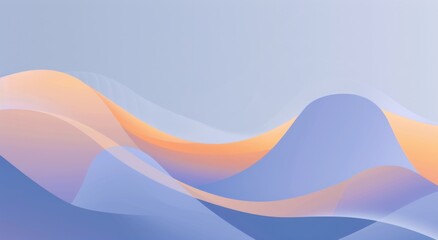 Modern Abstract Shape on Blue Gradient Background with Light Purple and Orange Accents