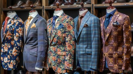 Obraz premium elegant and unique classic man suits on display