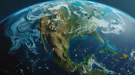 American continent on earth map