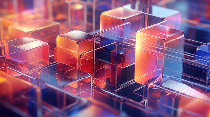 Holo abstract 3d shapes, isolated on holo background