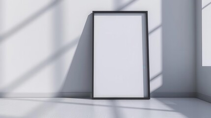 elegant poster frame mockup on white background 3d rendering with realistic shadows and reflections product display