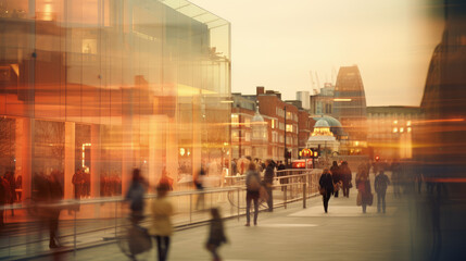 Fototapeta premium Blurred Urban Evening Street Scene