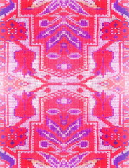 Old Carpet Texture. Vintage Pattern. Symmetrical Backdrop. Oldfashion Backgouund