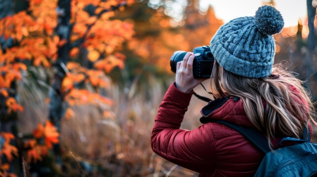 A woman wearing a red jacket