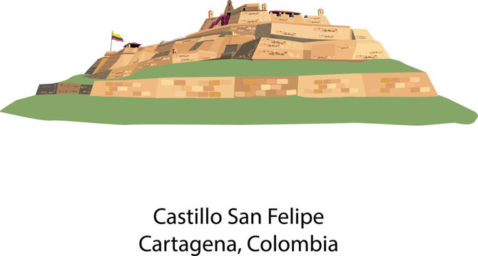 Colombian, colonial castle San Felipe, Cartagena, important building.