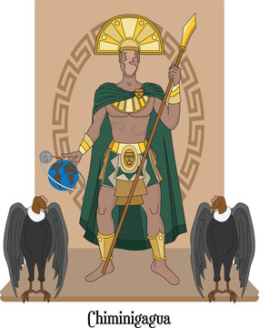 Illustration Vector Isolated of native indigenous God - Chiminigagua, Chimichagua, Creator god, Muiscas, Chibchas