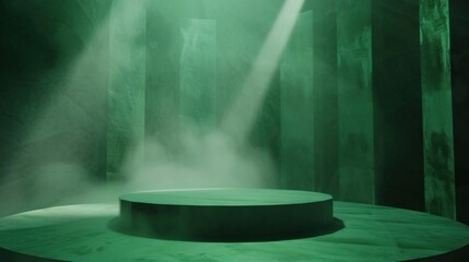 Obraz premium Spacious round stage with green mist and light