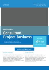 Business conference poster with businessman