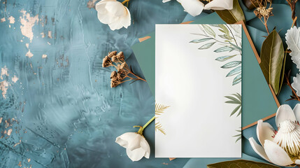 Bohemian chic invitation card mockup with botanical motifs and gold foil accents Concept Bohemian Chic, Invitation Card, Mockup, Botanical Motifs, Gold Foil Accents