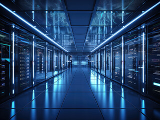 Fototapeta premium Futuristic Data Center Network Infrastructure