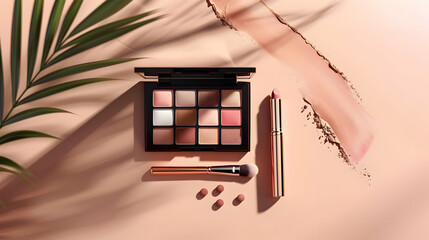 cosmetics mockup with eyeshadow palette