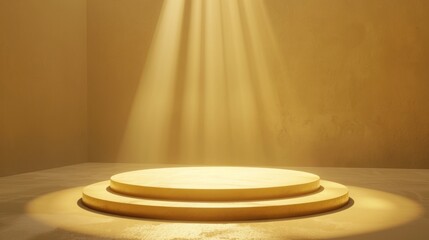 Spotlit circular platform in a minimalist setting