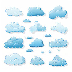 Fototapeta premium Assorted Cartoon Clouds Set for Creative Design Use