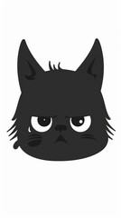 Black cat showing angry facial expression illustration