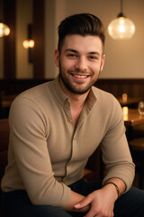 portrait of a man at a restaurant at night