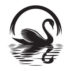 Swan Silhouette Vector Art Illustration