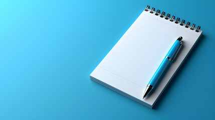 Notepad and Pen Symbol on Blue Background for Office Workspace Essentials and Productivity   Shutterstock Concept