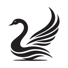 Swan Silhouette Vector Art Illustration