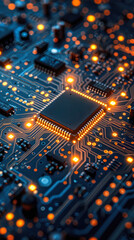 Obraz premium Close-Up of Tech Circuit Board and Chip