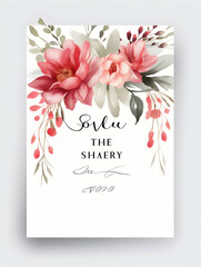 Obraz premium Luxury wedding invitation card Design. Abstract botanical leaf branch contour drawing line art texture template background. Wedding Marriage Card design