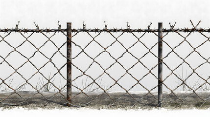 Alambre de espino sobre fondo blanco