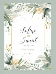 Luxury wedding invitation card Design. Abstract botanical leaf branch contour drawing line art texture template background. Wedding Marriage Card design