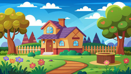 2d-animation-background-including-house-and-garden