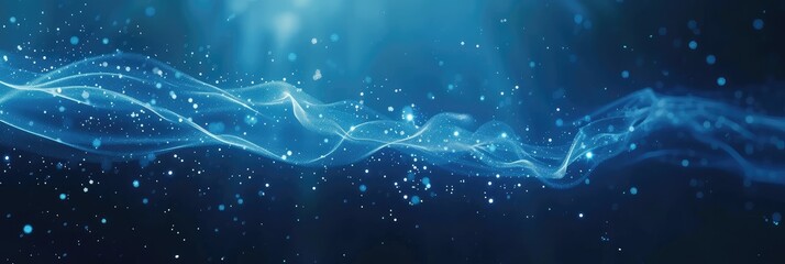 Abstract Blue Light Wave on a Dark Background