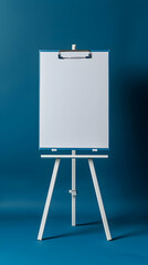 Pointer and Flip Chart Symbol on Blue Background with Ample Text Space for Instructional Themes, Training Sessions, and Demonstrations