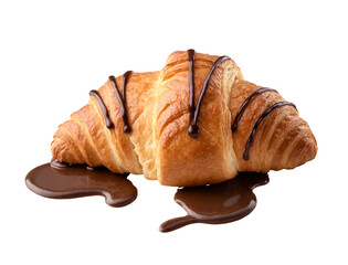 Fresh croissant with hot chocolate