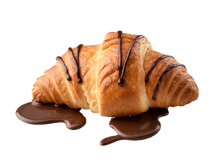 Fresh croissant with hot chocolate