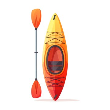 recommend clip art: A kayak paddle clipart, sports equipment element, flat design, bright, isolated on white background