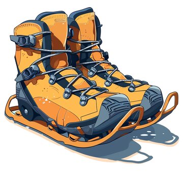 orange hiking boots on skis clip art preview