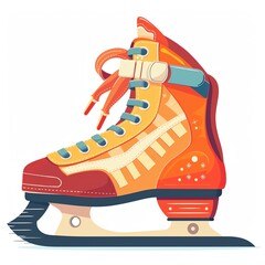 Naklejka premium An ice skate clipart, sports equipment element, flat design, colorful, isolated on white background