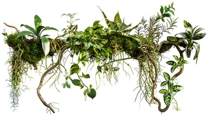 Obraz premium Vines with moss on a white background