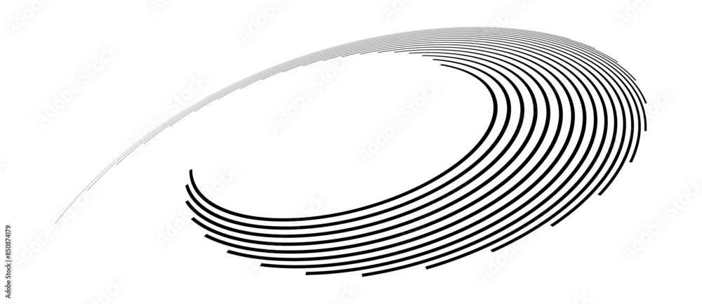 Poster Abstract background with lines in spiral, perspective view. Art design circle as logo or icon.