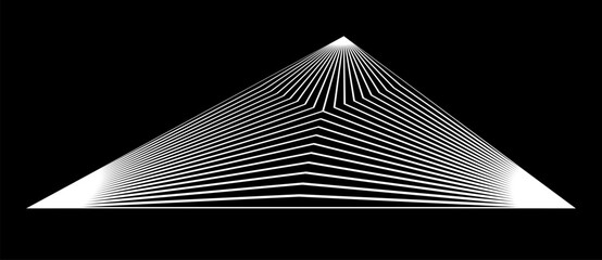 Perspective view to geometric triangle shape with lines as modern design element, logo or icon.