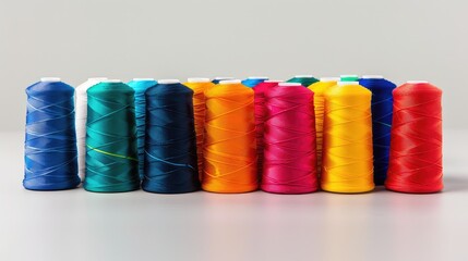 Vibrant Sewing Thread Spools on Display