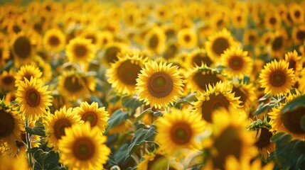 Fototapeta premium Vibrant Sunflower Field in Full Bloom