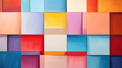 featuring abstract geometric shapes in a spectrum of bright colors