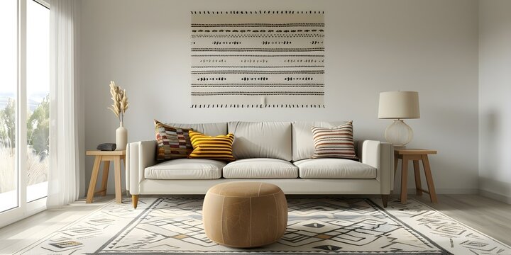 Southwestern Living Room with Leather Couch, Navajo Textile, and Mustard Accents. Concept Interior Design, Southwestern Style, Leather Furniture, Navajo Textiles, Mustard Accents