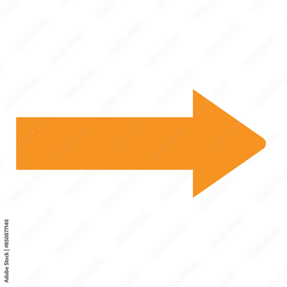 Wall mural orange thick arrow icon vector styles isolated on white background. large forward or right pointing 